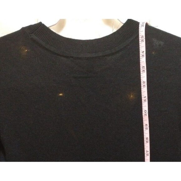 LOFT WOMENS XS BLACK DRESS SWEATER KNIT SHEER POLKA DOTS RIBBED SHIFT RUFFLED - Picture 7 of 7